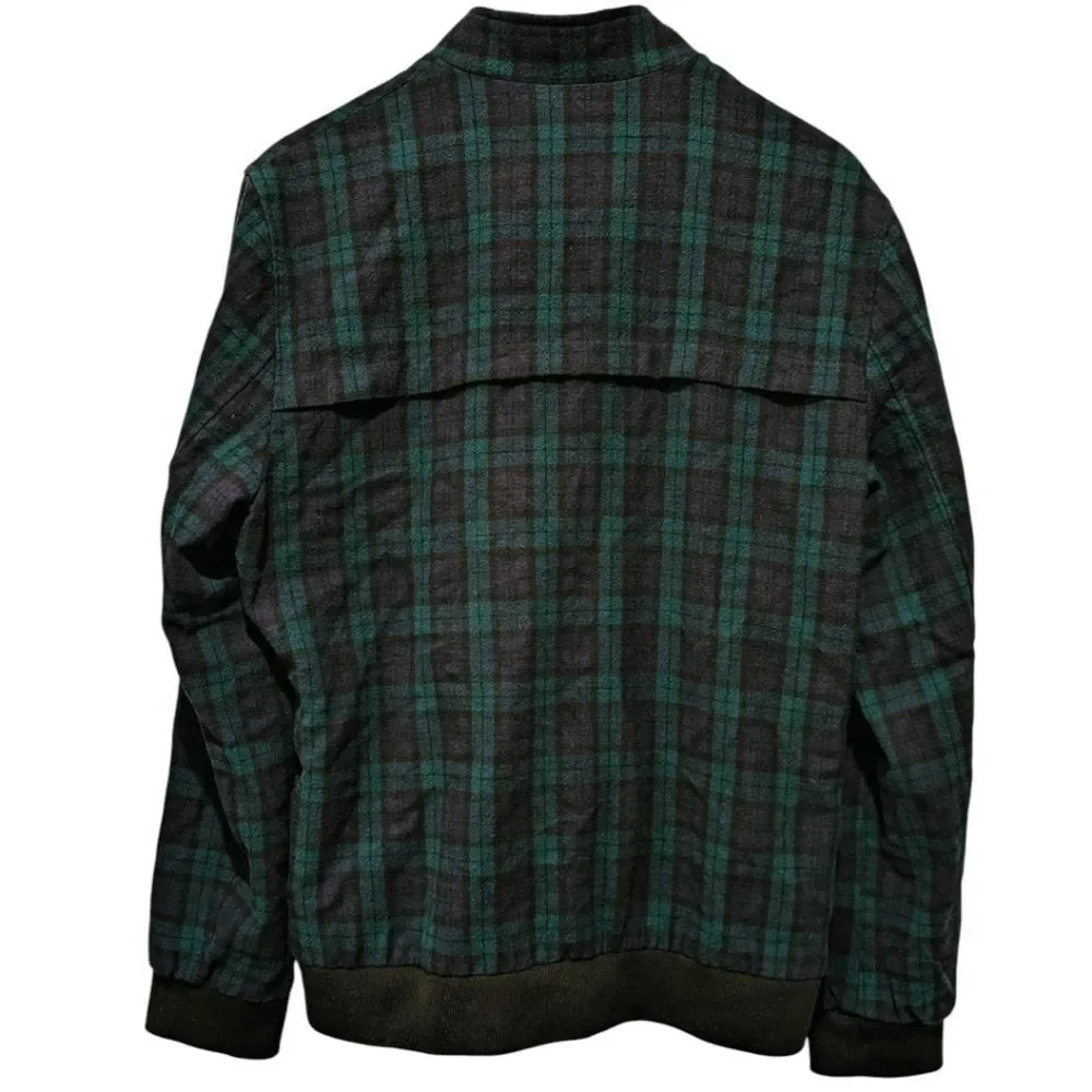J. Press for Urban Outfitters Black Watch Plaid Harrington Bomber Jacket - Large